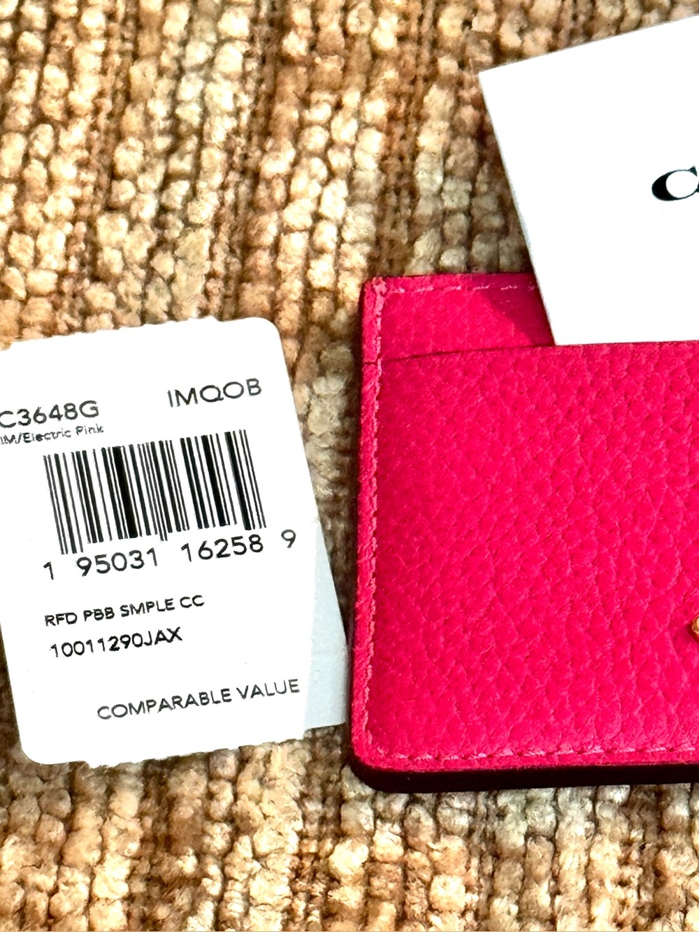 COACH Leather Electric Pink Card Case - Picture 5 of 15
